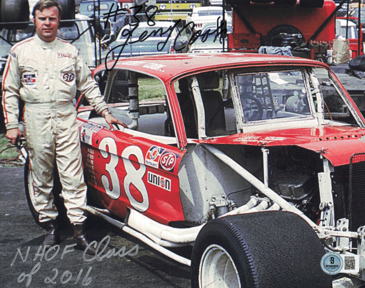 Jerry Cook Autographed 8x10 Photo Nascar "NHOF 2016" Beckett BAS QR #BS36956