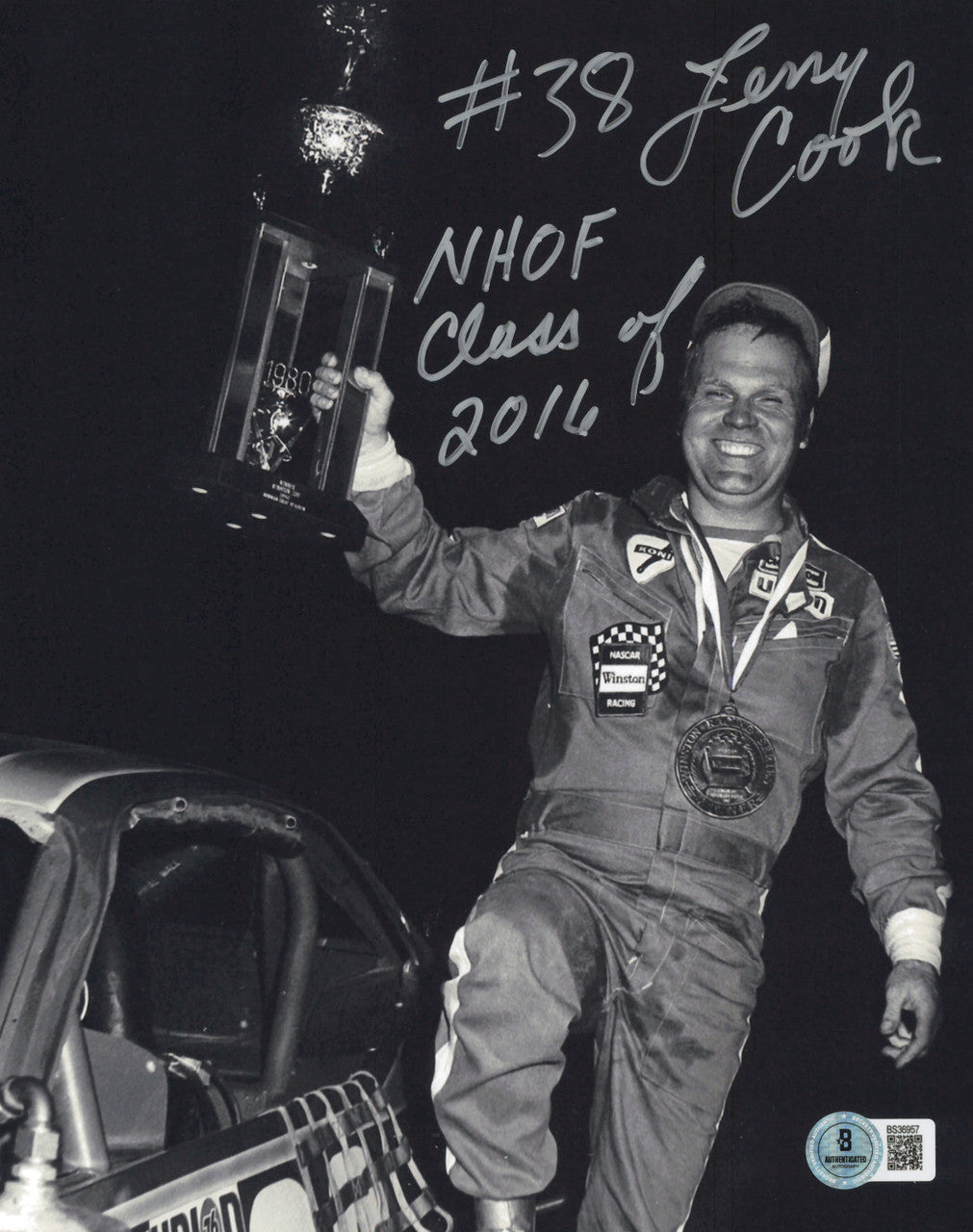 Jerry Cook Autographed 8x10 Photo Nascar "NHOF 2016" Beckett BAS QR #BS36957