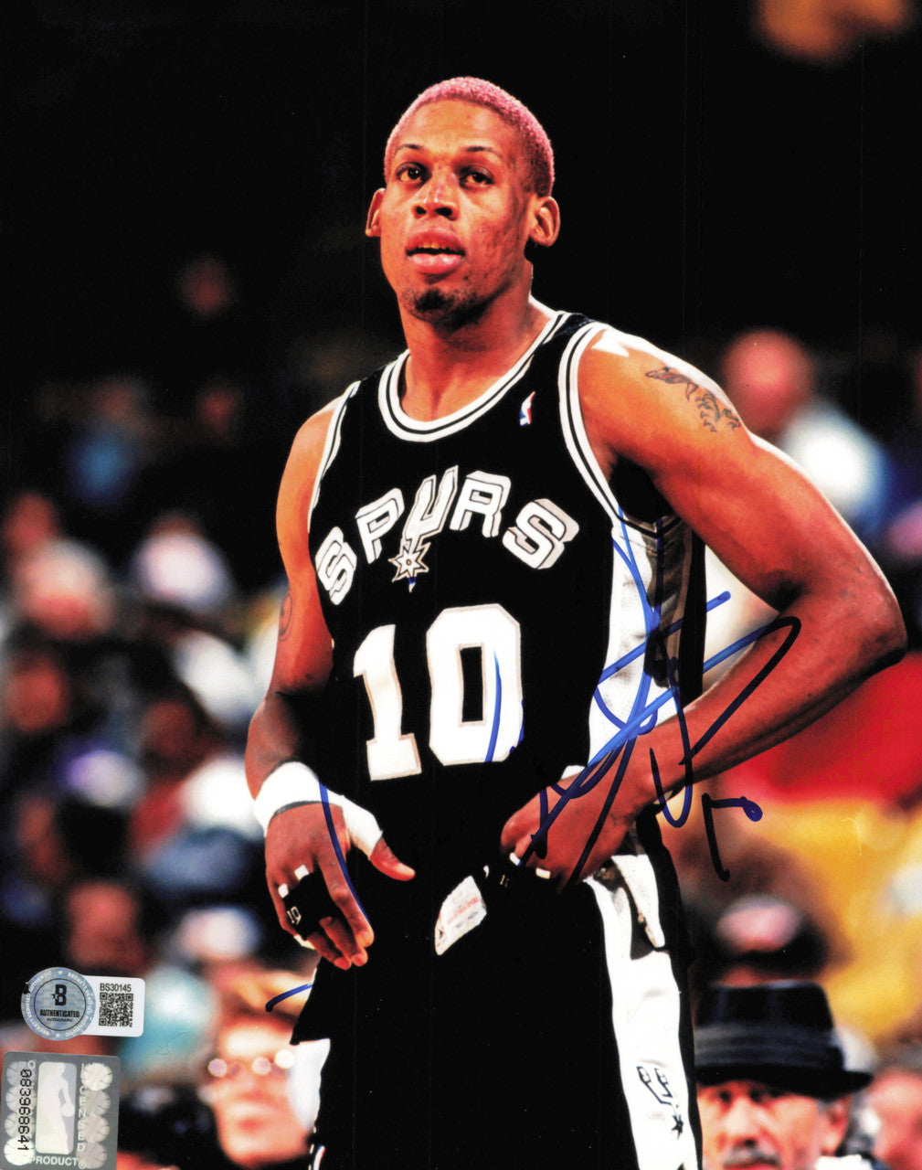 Dennis Rodman Autographed 8x10 Photo San Antonio Spurs Beckett BAS QR #BS30145