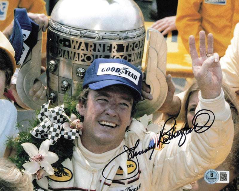 Johnny Rutherford Autographed 8x10 Photo Indy Car Beckett BAS QR #BS30169