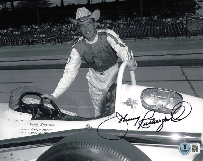 Johnny Rutherford Autographed 8x10 Photo Indy Car Beckett BAS QR #BS30173