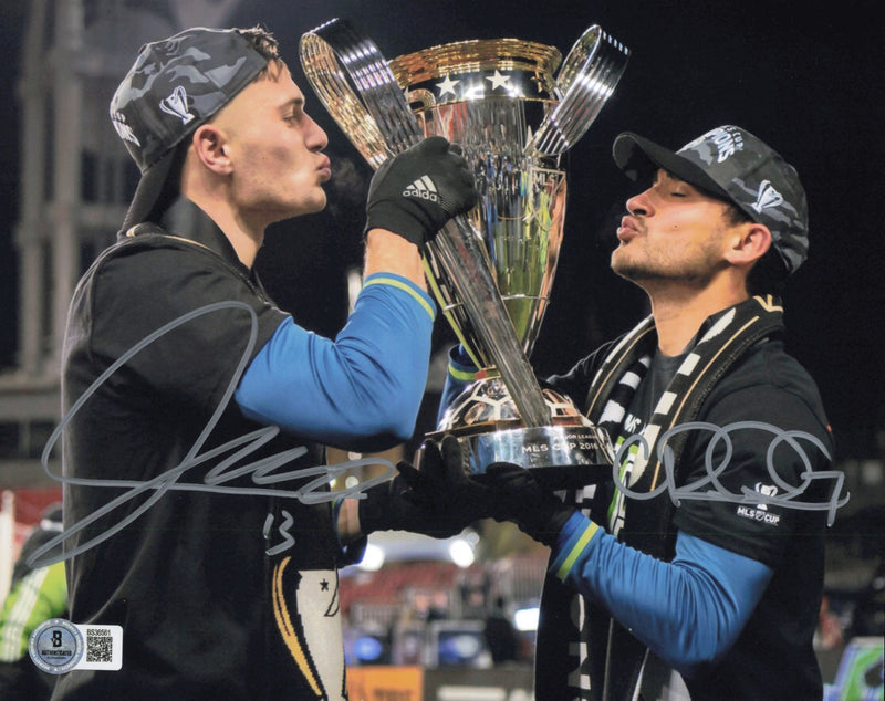 Jordan Morris & Cristian Roldan Autographed 8x10 Photo Seattle Sounders Beckett BAS QR #BS36561