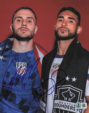 Jordan Morris & Cristian Roldan Autographed 8x10 Photo Seattle Sounders Beckett BAS QR #BS36564