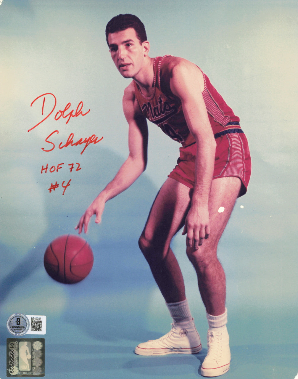 Dolph Schayes Autographed 8x10 Photo Syracuse Nationals Beckett BAS QR #BS12747