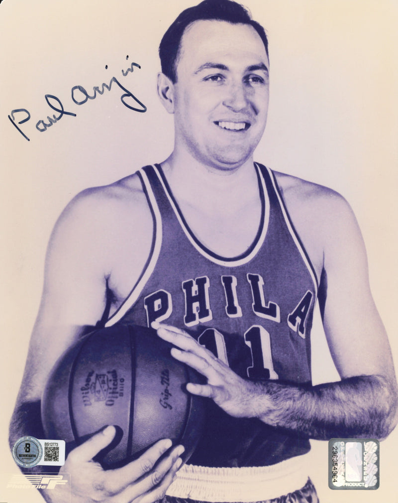 Paul Arizin Autographed 8x10 Photo Philadelphia Warriors Beckett BAS QR #BS12773