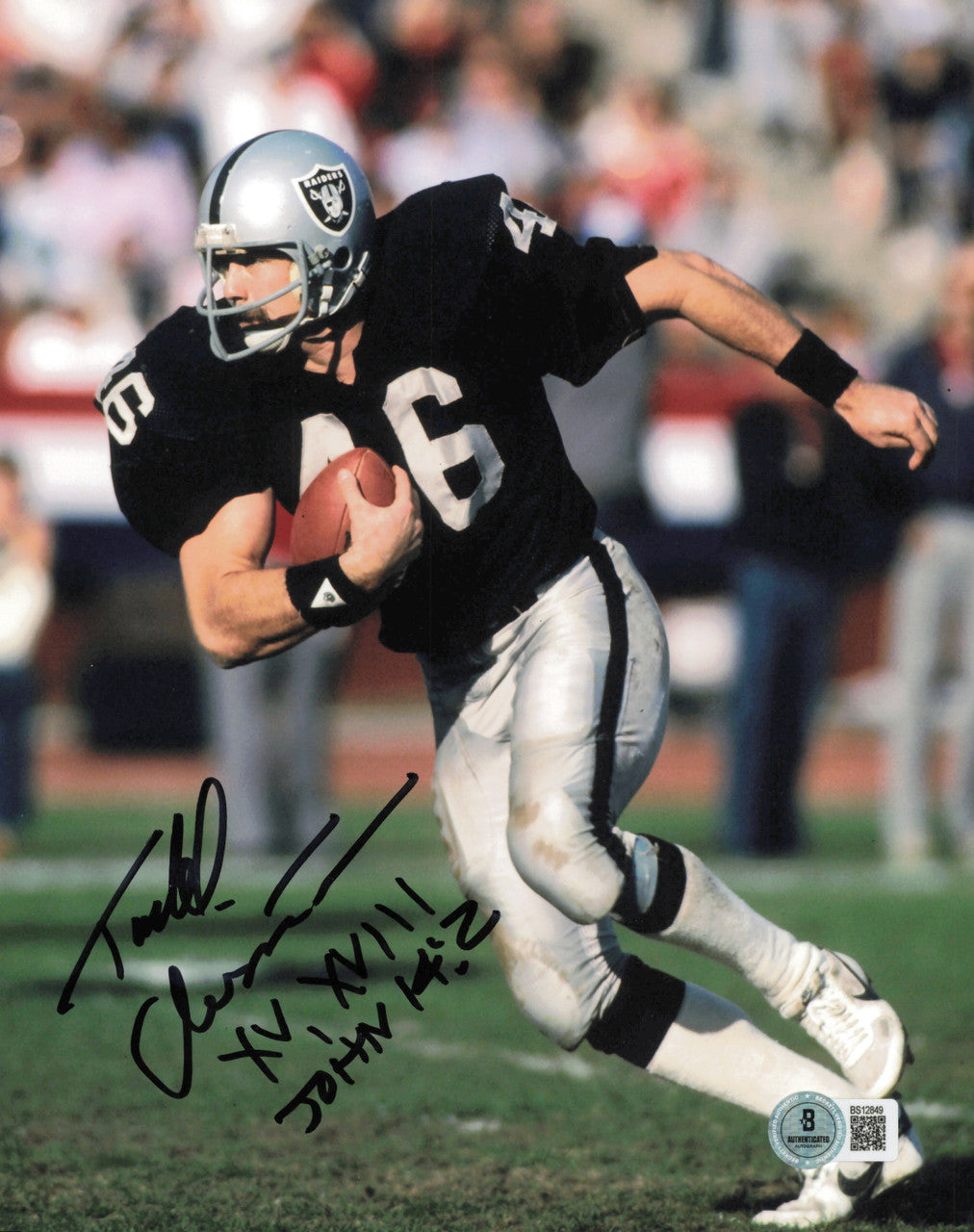 Todd Christensen Autographed 8x10 Photo Los Angeles Raiders "XV, XVIII" Beckett BAS QR #BS12849