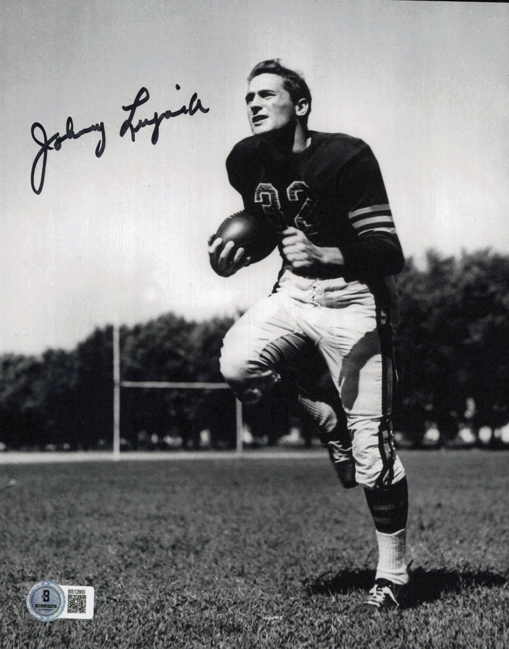 Johnny Lujack Autographed 8x10 Photo Notre Dame Fighting Irish Beckett BAS QR #BS12860