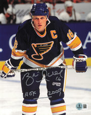 Brett Hull Autographed 8x10 Photo St. Louis Blues "HOF 2009" Beckett BAS QR #BS30622