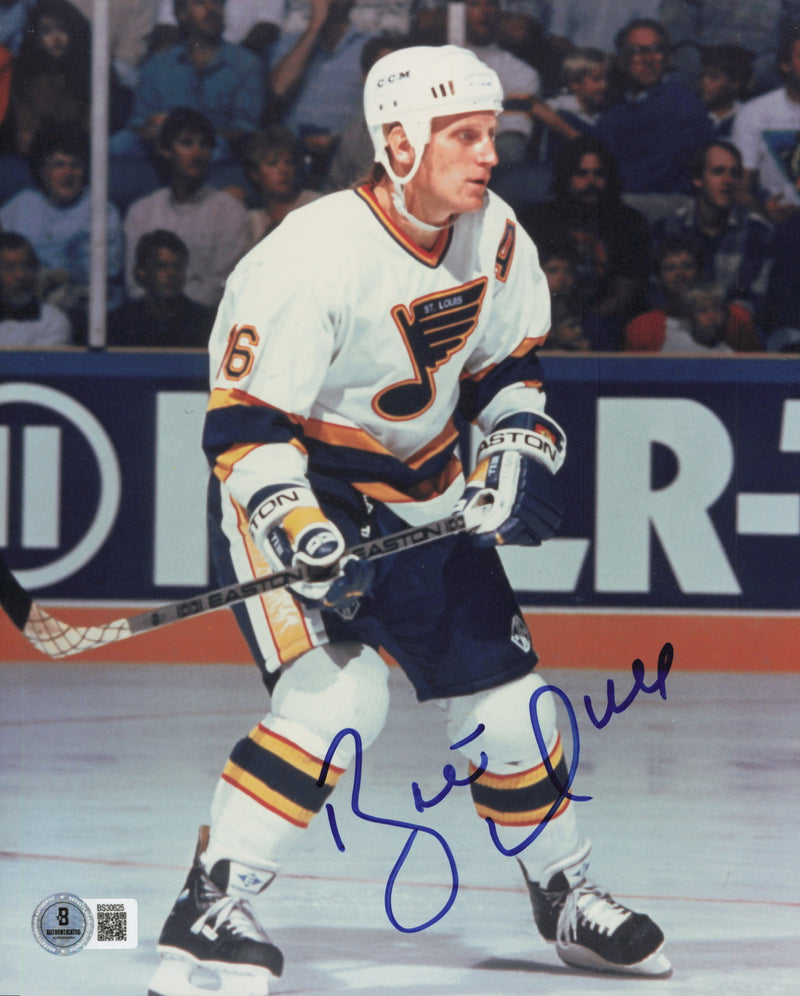 Brett Hull Autographed 8x10 Photo St. Louis Blues Beckett BAS QR #BS30625