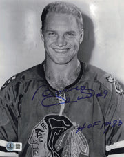 Bobby Hull Autographed 8x10 Photo Chicago Blackhawks "#9 HOF 1983 The Golden Jet" Beckett BAS QR #BS30609