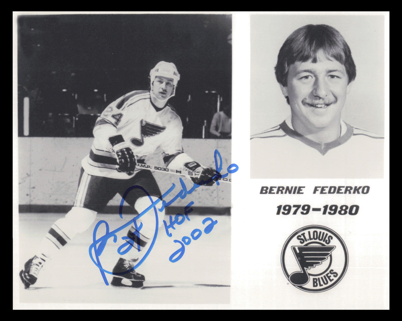 Bernie Federko Autographed 8x10 Photo St. Louis Blues "HOF 2002" SKU #247287