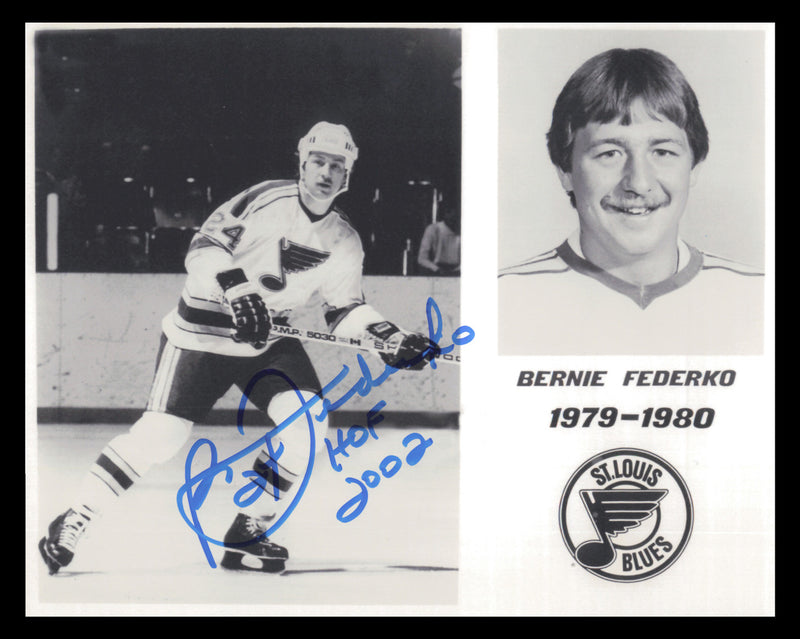 Bernie Federko Autographed 8x10 Photo St. Louis Blues "HOF 2002" SKU #247287