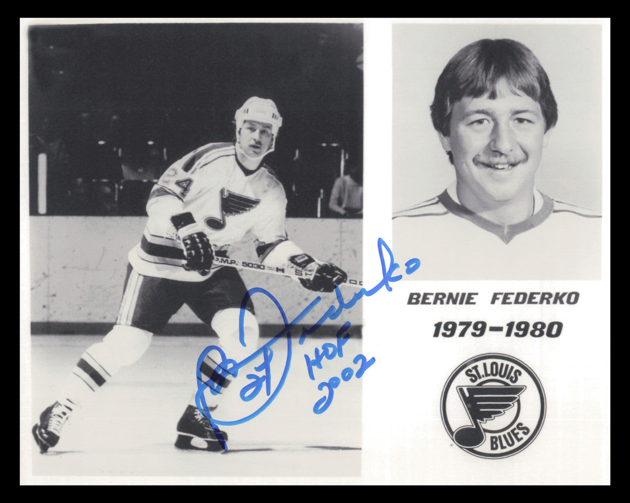 Bernie Federko Autographed 8x10 Photo St. Louis Blues "HOF 2002" SKU #247288