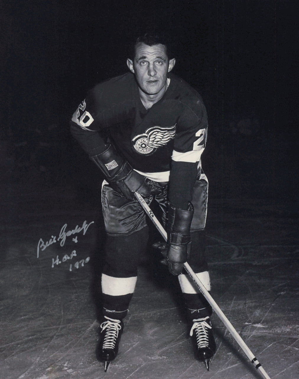Bill Gadsby Autographed 8x10 Photo Detroit Red Wings "HOF 1970" SKU #247322
