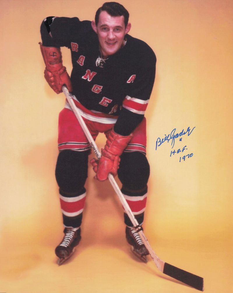 Bill Gadsby Autographed 8x10 Photo New York Rangers "HOF 1970" SKU #247324