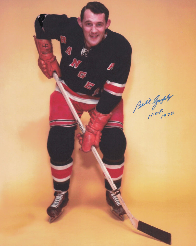 Bill Gadsby Autographed 8x10 Photo New York Rangers "HOF 1970" SKU #247325