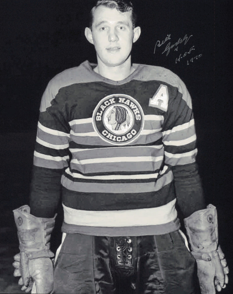 Bill Gadsby Autographed 8x10 Photo Chicago Blackhawks "HOF 1970" SKU #247330