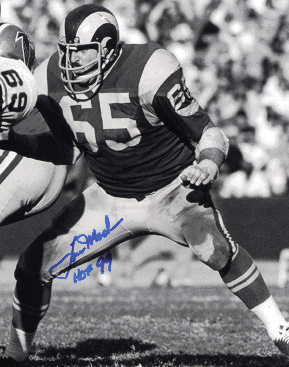 Tom Mack Autographed 8x10 Photo Los Angeles Rams "HOF 99" SKU #247432