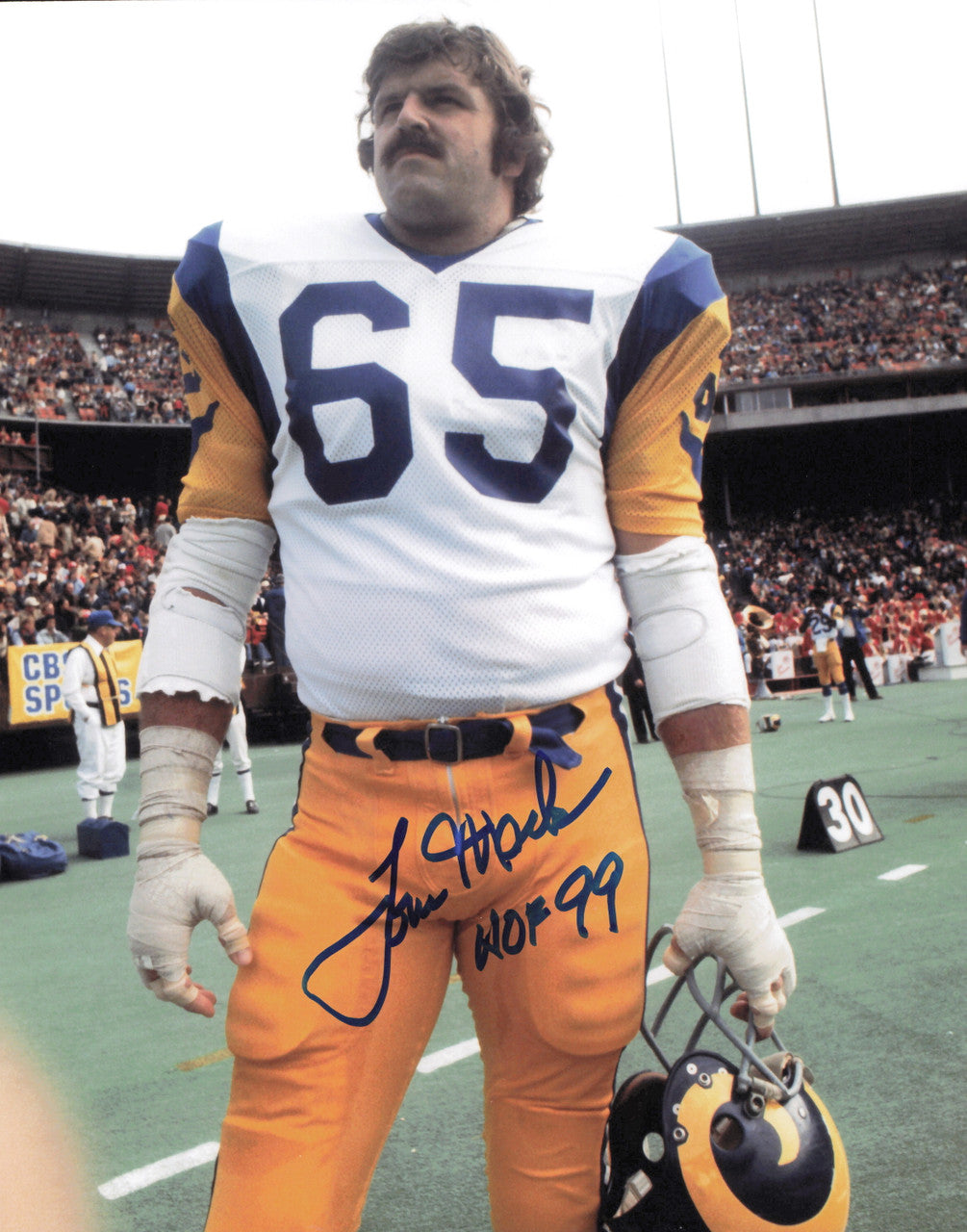 Tom Mack Autographed 8x10 Photo Los Angeles Rams "HOF 99" SKU #247433