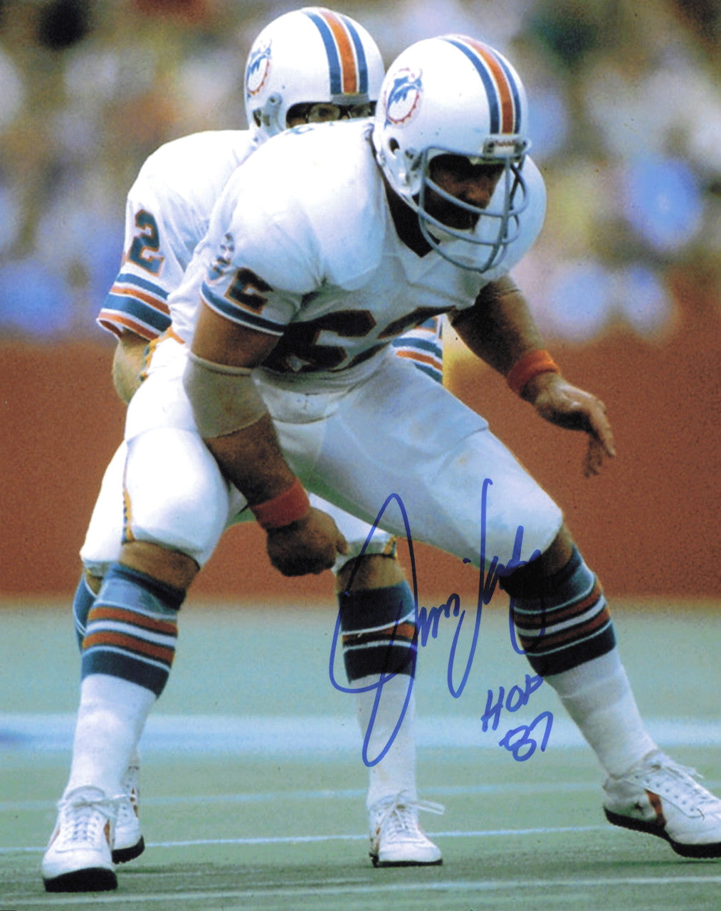 Jim Langer Autographed 8x10 Photo Miami Dolphins "HOF 87" SKU #247450