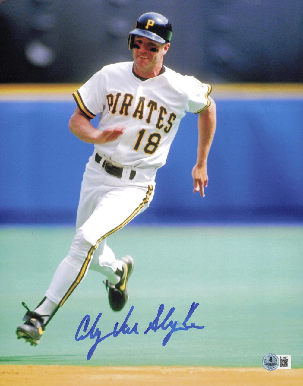 Andy Van Slyke Autographed 11x14 Photo Pittsburgh Pirates (Smudged) Beckett BAS QR #SB30647