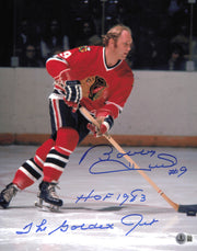 Bobby Hull Autographed 11x14 Photo Chicago Blackhawks "The Golden Jet HOF 1983" Beckett BAS QR #SB30741