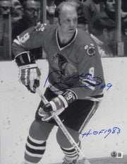 Bobby Hull Autographed 11x14 Photo Chicago Blackhawks "HOF 1983 #9" Beckett BAS QR #SB30745