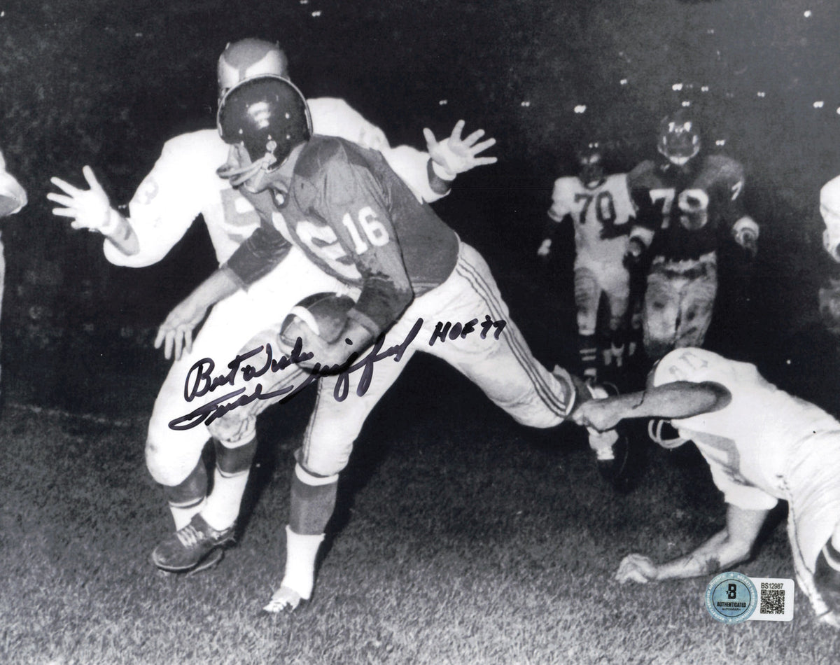 Frank Gifford Autographed 8x10 Photo New York Giants "HOF 77" Beckett BAS QR #BS12987