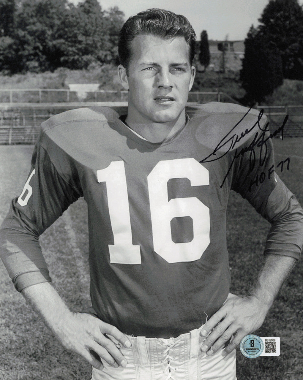Frank Gifford Autographed 8x10 Photo New York Giants "HOF 77" Beckett BAS QR #BS12989
