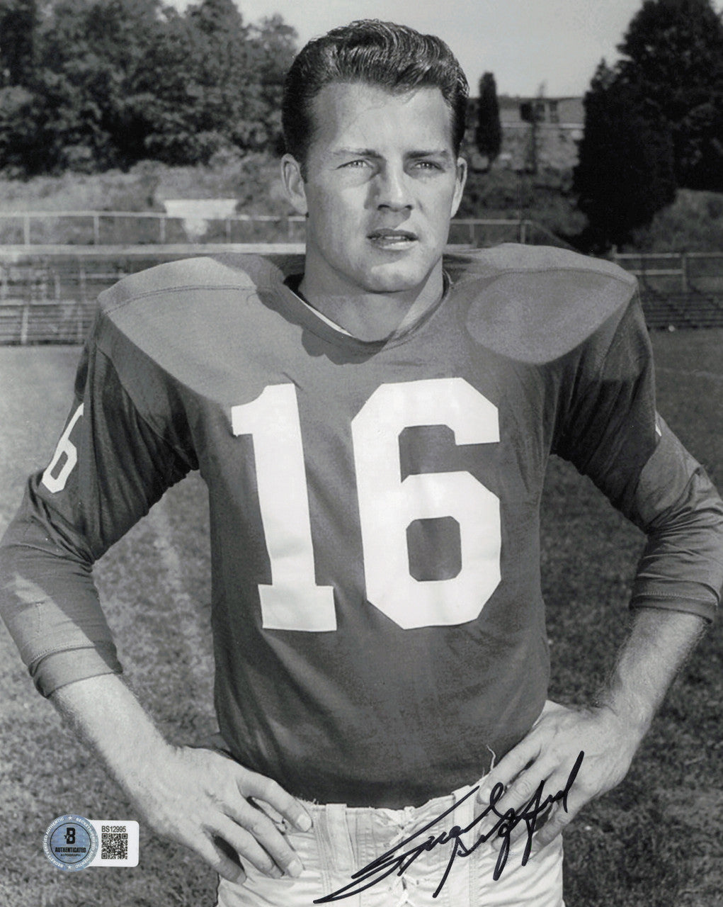 Frank Gifford Autographed 8x10 Photo New York Giants Beckett BAS QR #BS12995