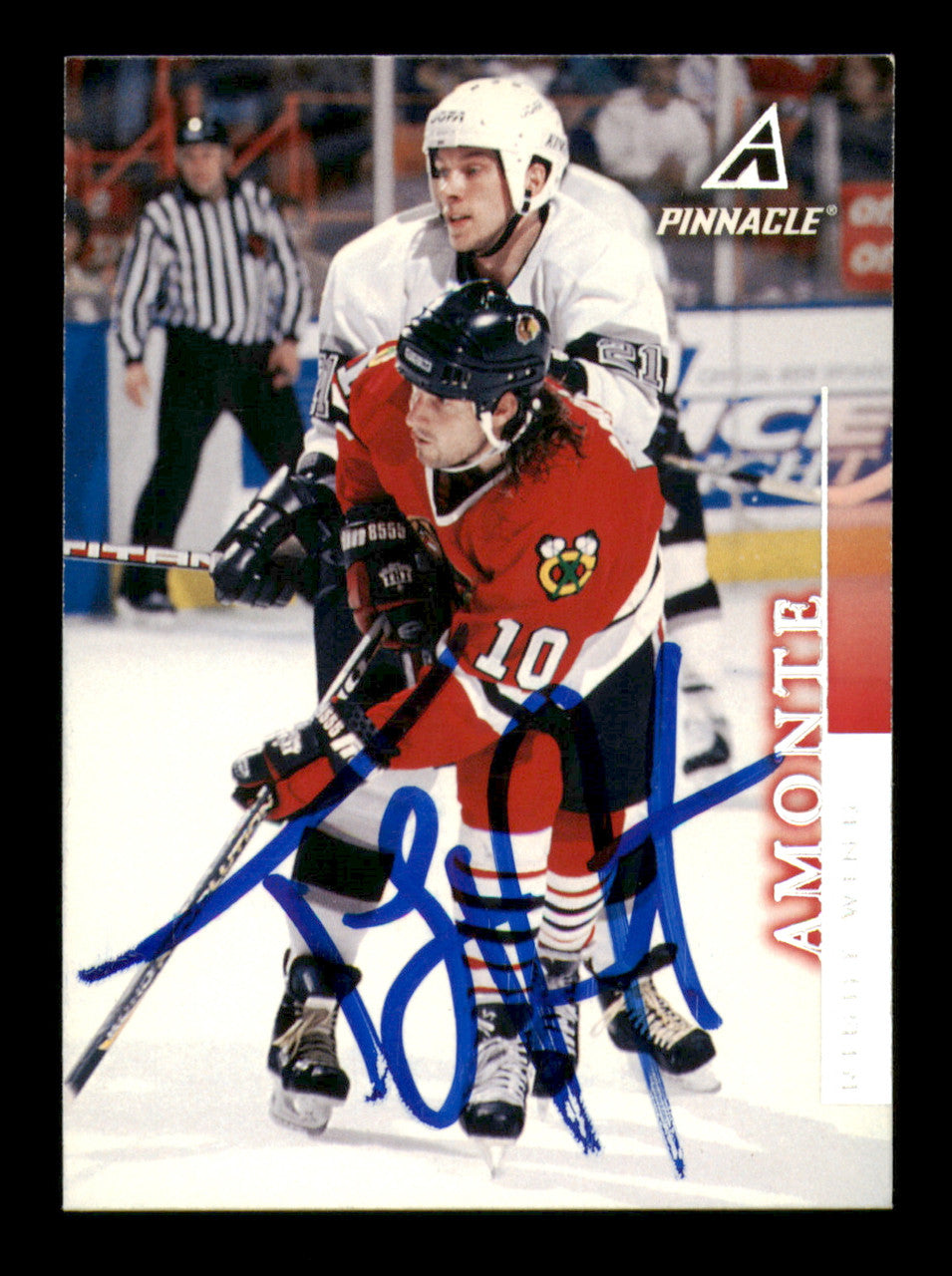 Tony Amonte Autographed 1997-98 Pinnacle Card #148 Chicago Blackhawks SKU #248074