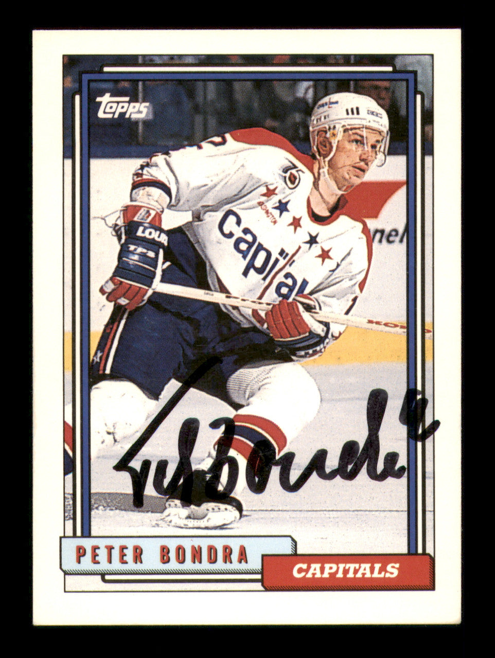 Peter Bondra Autographed 1992-93 Topps Card #294 Washington Capitals SKU #248080