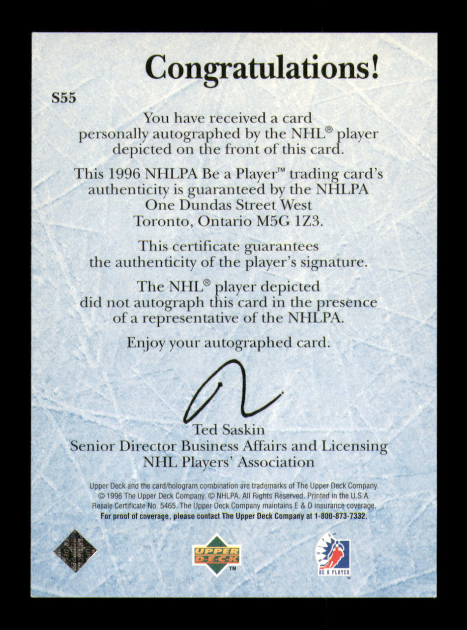 Wendell Clark Autographed 1996-97 Upper Deck Be A Player Card #S55 New York Islanders SKU #248084