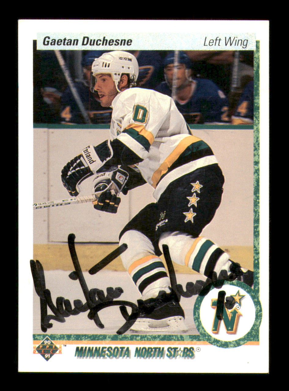 Gaetan Duchesne Autographed 1990-91 Upper Deck Card #108 Minnesota North Stars SKU #248092