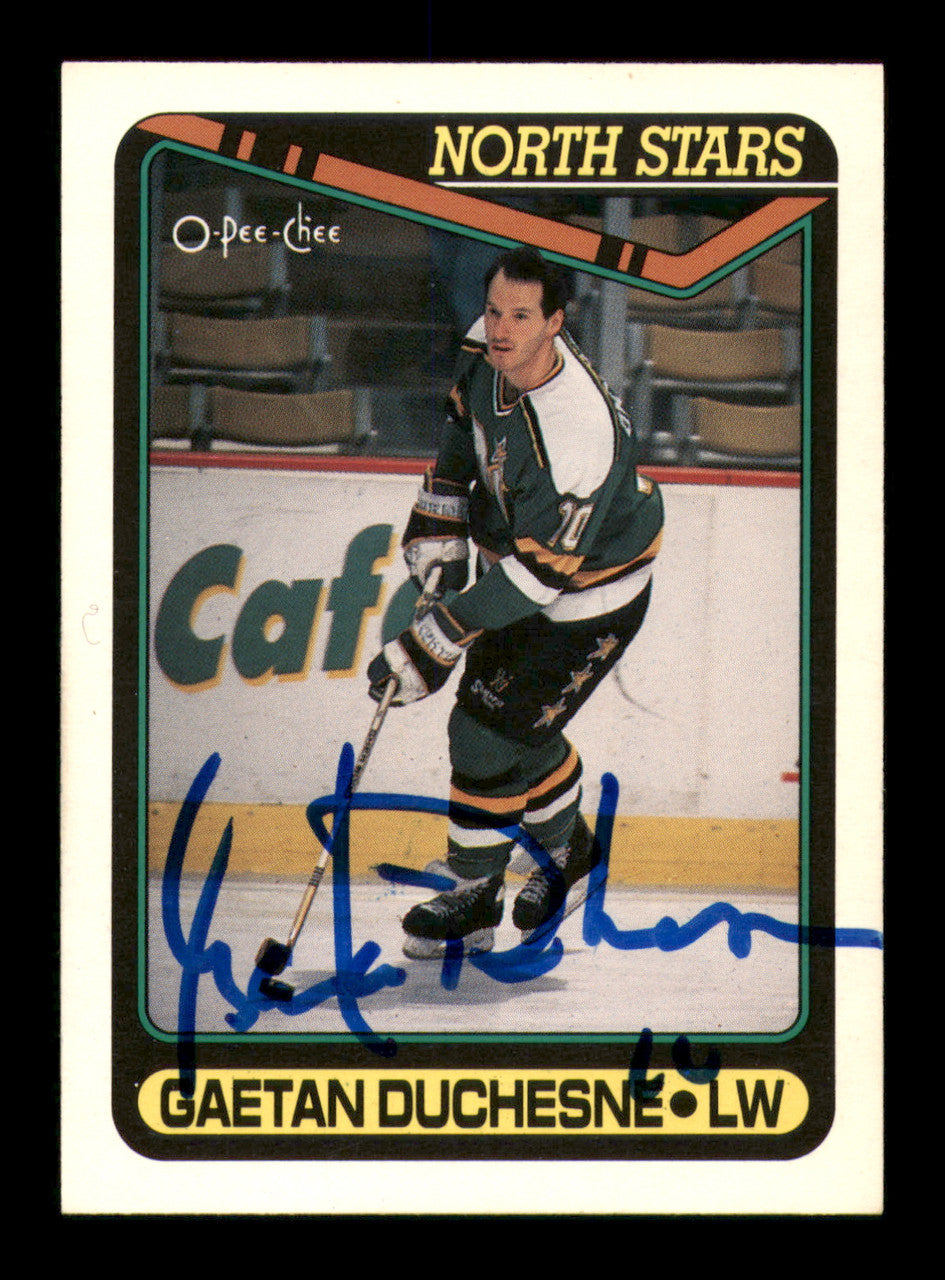 Gaetan Duchesne Autographed 1990-91 O Pee Chee Card #319 Minnesota North Stars SKU #248094