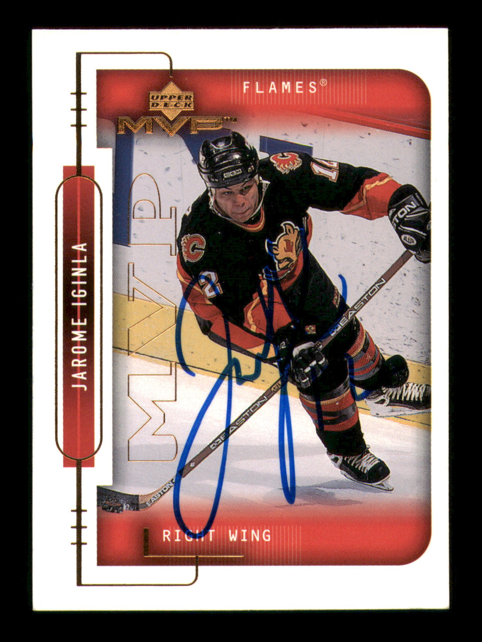 Jarome Iginla Autographed 1999-00 Upper Deck MVP Card #32 Calgary Flames SKU #248119