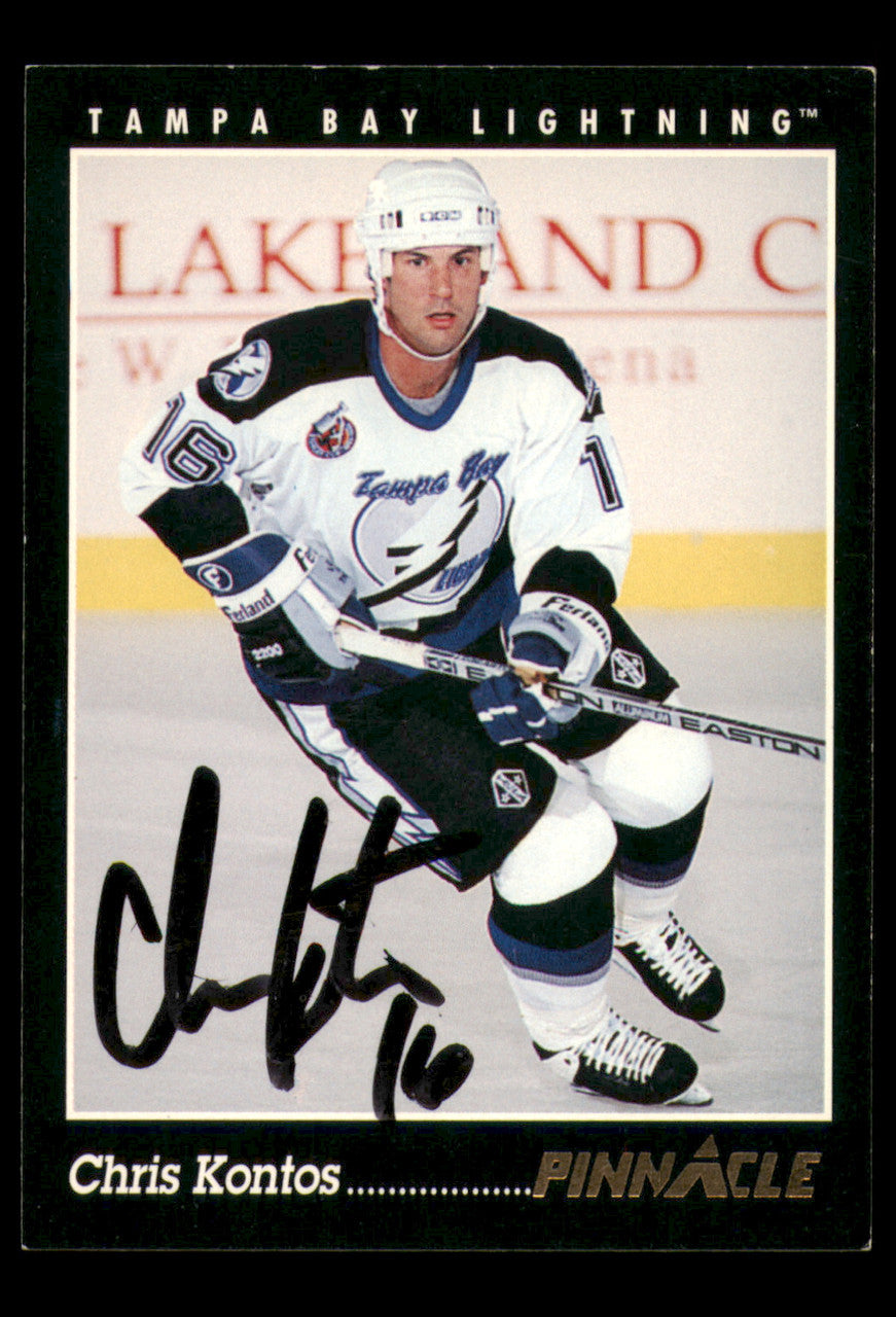 Chris Kontos Autographed 1992-93 Pinnacle Card #8 Tampa Bay Lightning SKU #248129