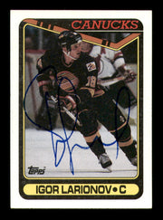 Igor Larionov Autographed 1990-91 Topps Card #359 Vancouver Canucks (Smudged) SKU #248134
