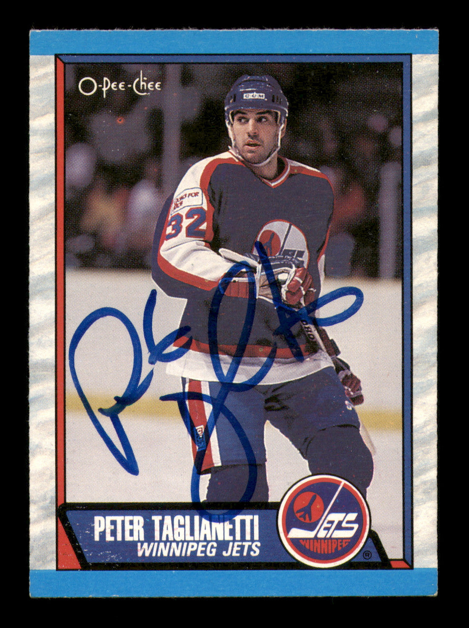 Peter Taglianetti Autographed 1989-90 O Pee Chee Card #297 Winnipeg Jets SKU #248167