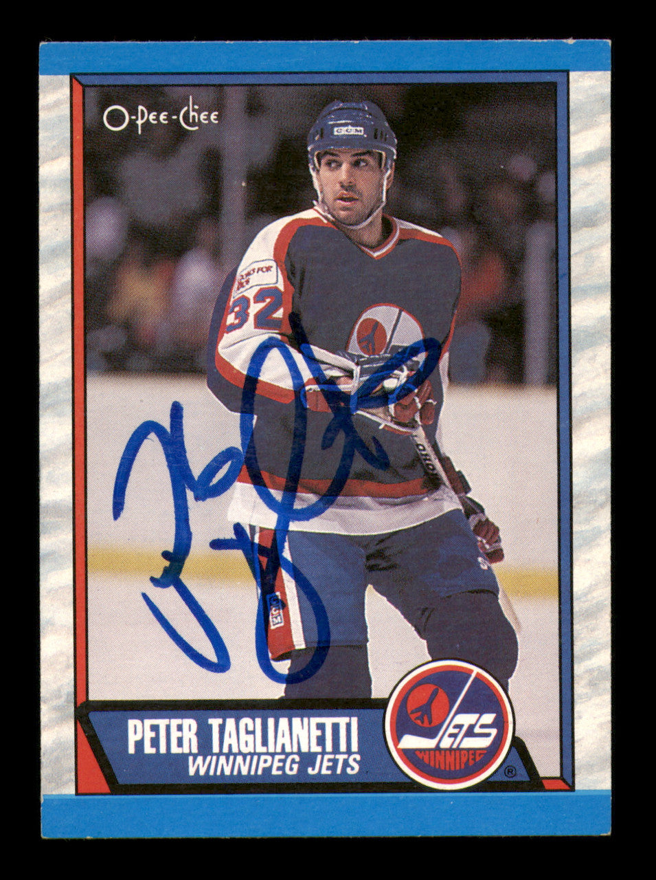 Peter Taglianetti Autographed 1989-90 O Pee Chee Card #297 Winnipeg Jets SKU #248168