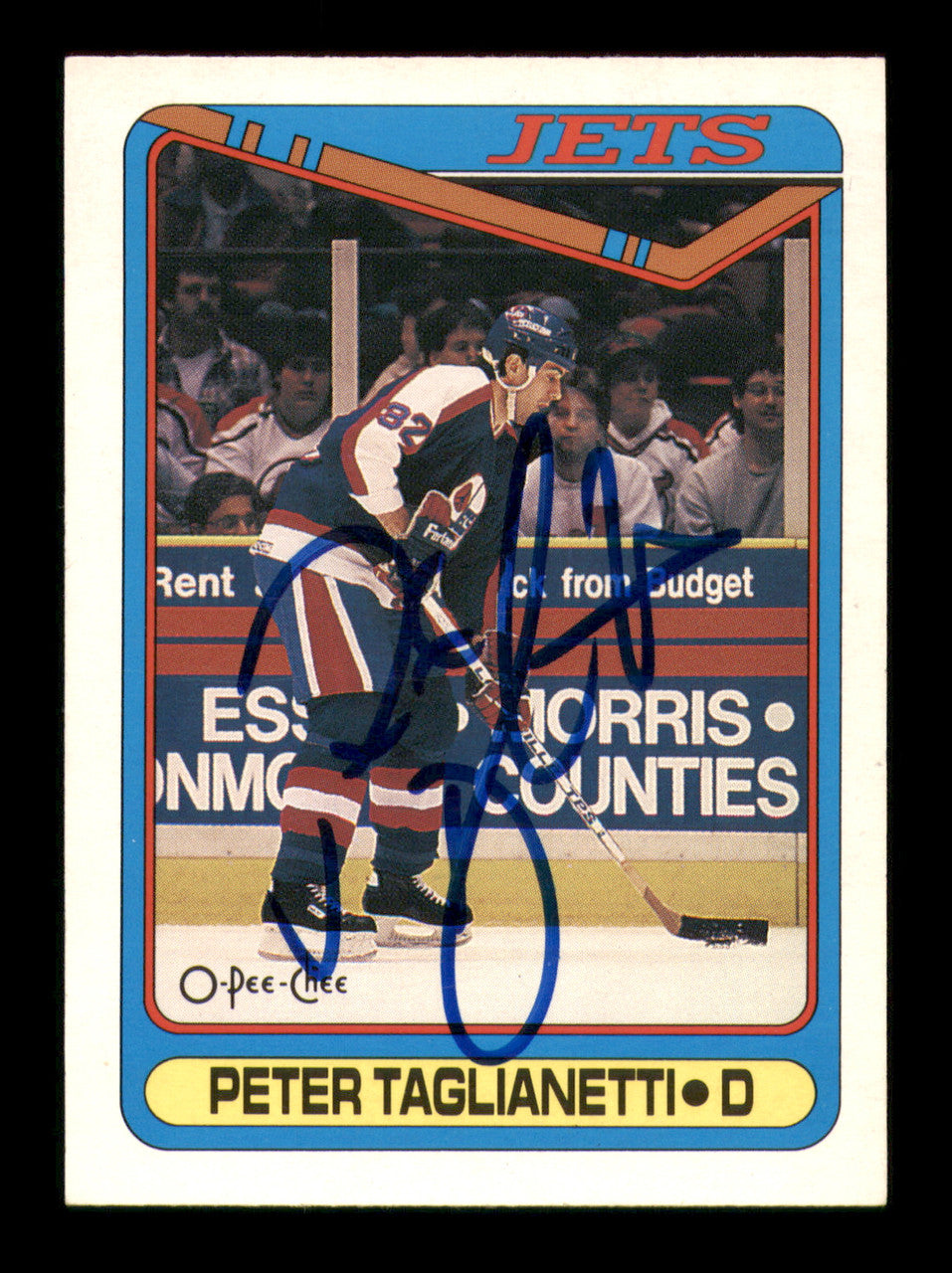 Peter Taglianetti Autographed 1990-91 O Pee Chee Card #435 Winnipeg Jets SKU #248173