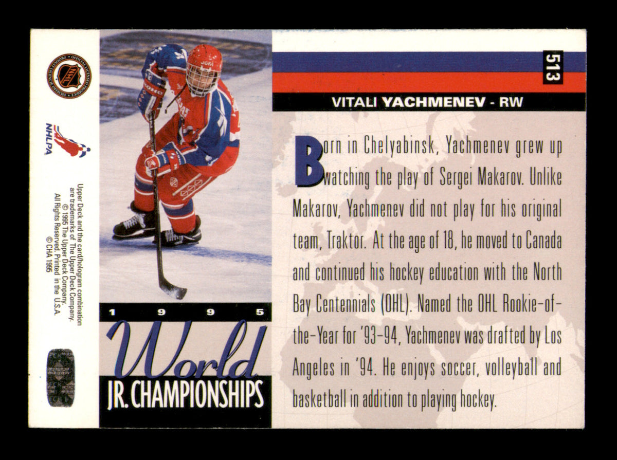 Vitali Yachmenev Autographed 1995-96 Upper Deck Card #513 Russia SKU #248178