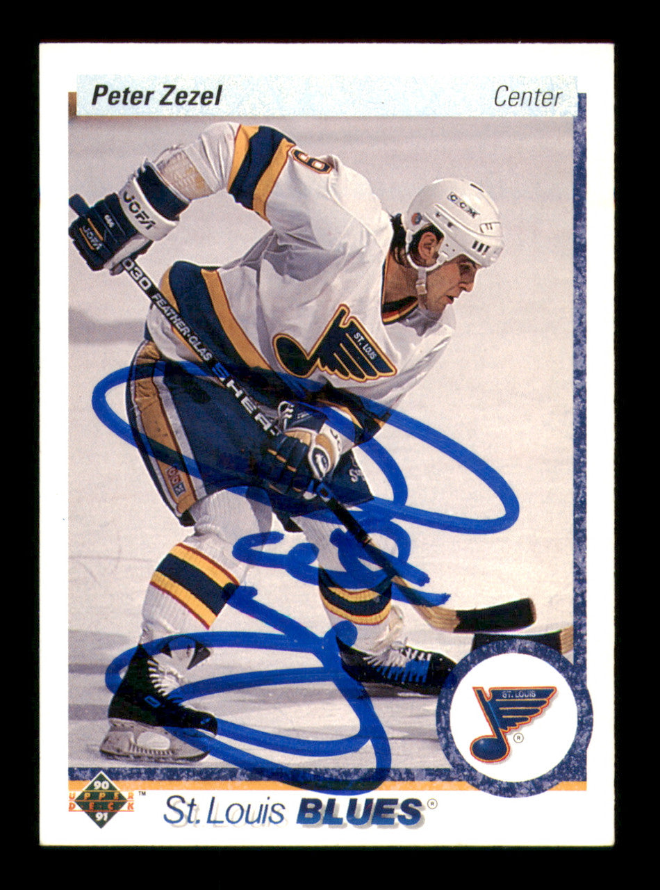 Peter Zezel Autographed 1990-91 Upper Deck Card #17 St. Louis Blues SKU #248179