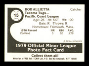 Bob Allietta Autographed 1979 TCMA Rookie Card #15 Tacoma Tugs SKU #248190