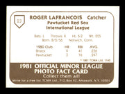 Roger Lafrancois Autographed 1981 TCMA Rookie Card #23 Pawtucket Red Sox SKU #248197