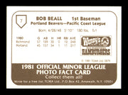 Bob Beall Autographed 1981 TCMA Card #7 Portland Beavers SKU #248207