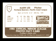 Mark Lee Autographed 1981 TCMA Card #15 Portland Beavers SKU #248210
