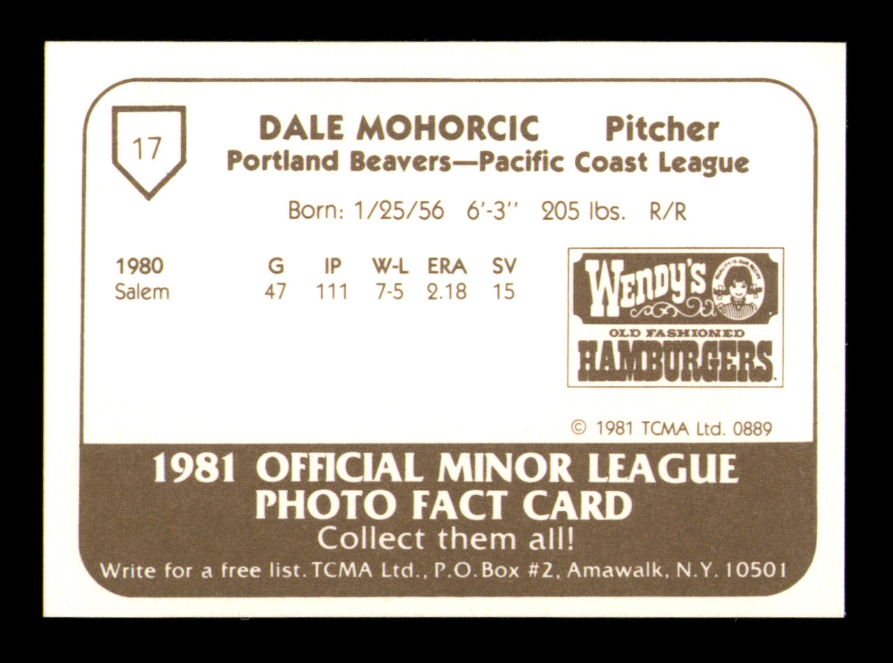 Dale Mohorcic Autographed 1981 TCMA Rookie Card #17 Portland Beavers SKU #248211