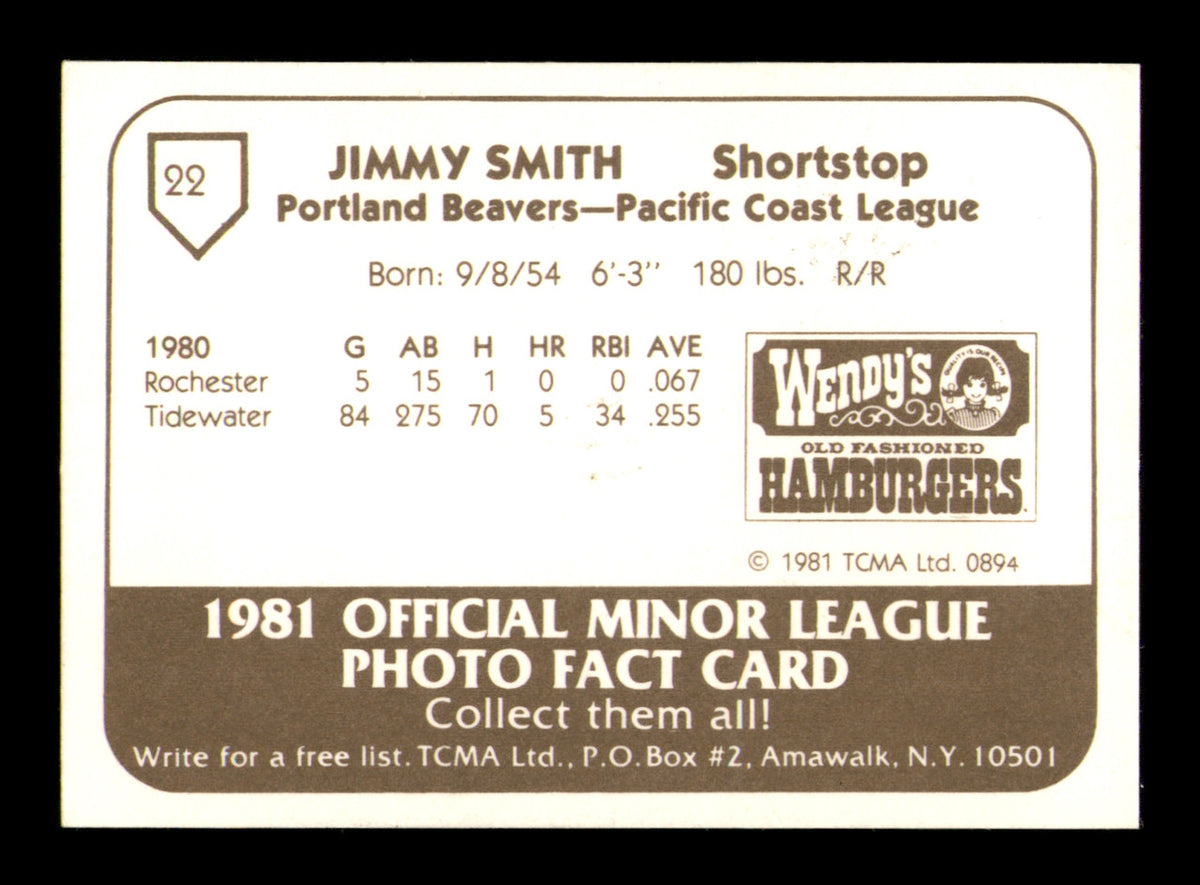 Jimmy Smith Autographed 1981 TCMA Rookie Card #22 Portland Beavers SKU #248213