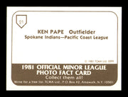 Ken Pape Autographed 1981 TCMA Card #21 Spokane Indians SKU #248221